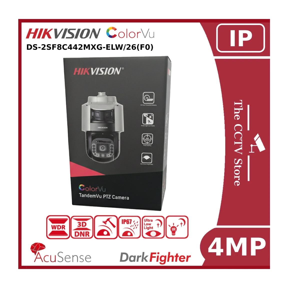 Hikvision DS-2SF8C442MXG-ELW/26(F0) TandemVu IP PTZ IR and White Light 4MP Panoramic Lens, IP Speed Dome "NR"