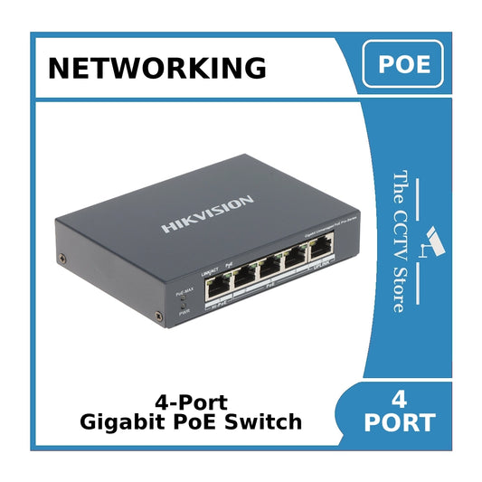 4-Port Hikvision DS-3E0505HP-E Gigabit Unmanaged Hi-PoE Switch - 4 PoE + 1 Uplink