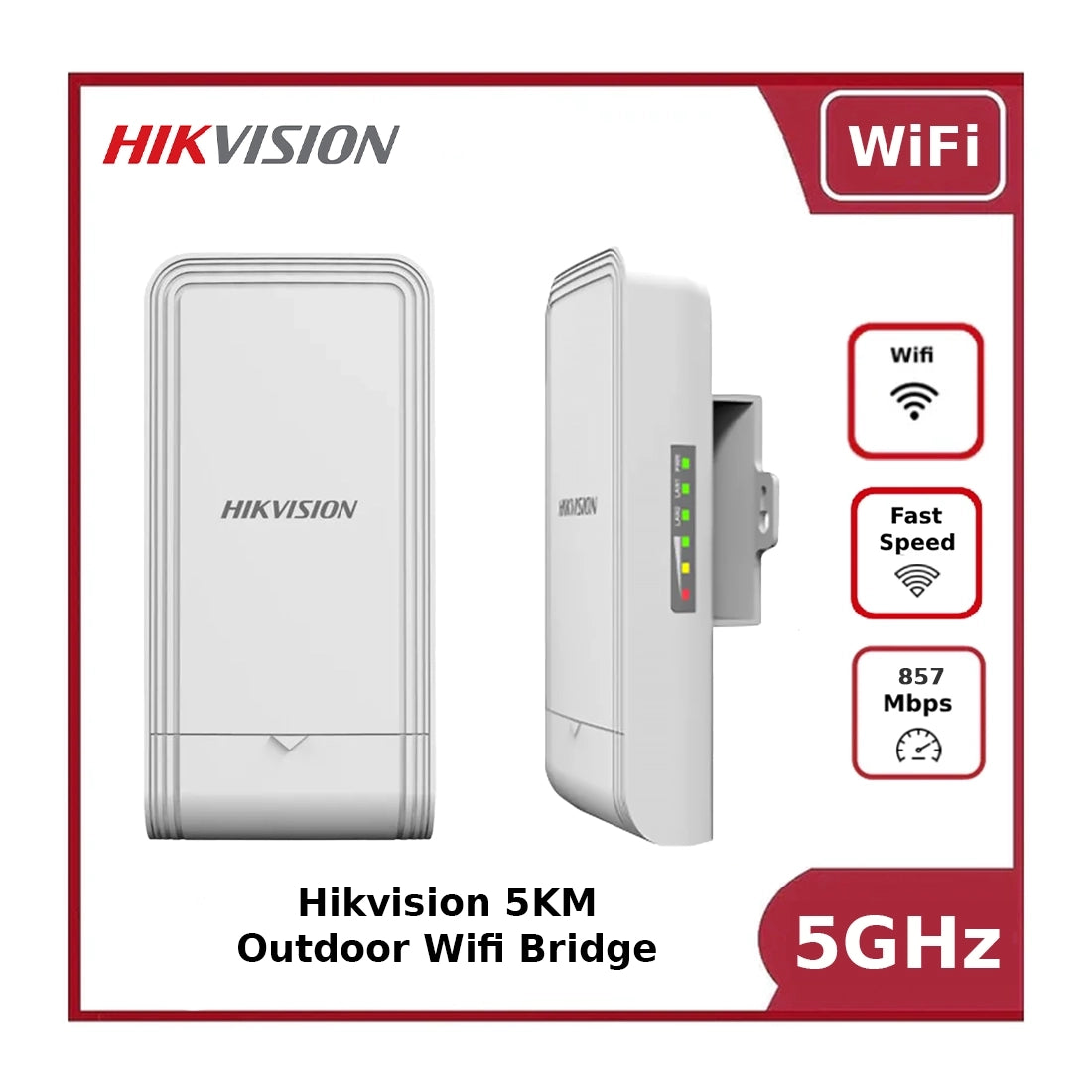 Hikvision DS-3WF02-5AC/D 5km Outdoor WiFi Bridge – Pack of 2