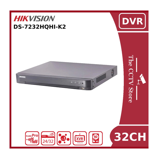 Hikvision DS-7232HQHI-K2 4MP AcuSense 32Ch Turbo HD DVR With 2 HDD Bays