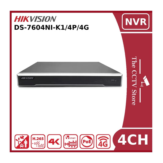Hikvision DS-7604NI-K1/4P/4G 8MP 4K PoE 4 Channel 4G NVR