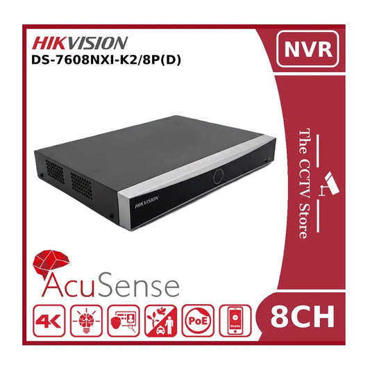 Hikvision DS-7608NXI-K2/8P(D) 4K AcuSense PoE 8 Channel NVR With 2HDD Bays