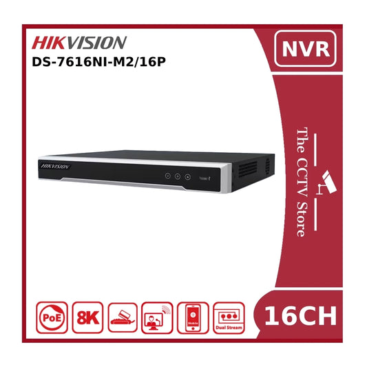 Hikvision DS-7616NI-M2/16P 16-Channel 32MP IP PoE NVR 256 Mbps + 16 x PoE+ Ports 2HDD