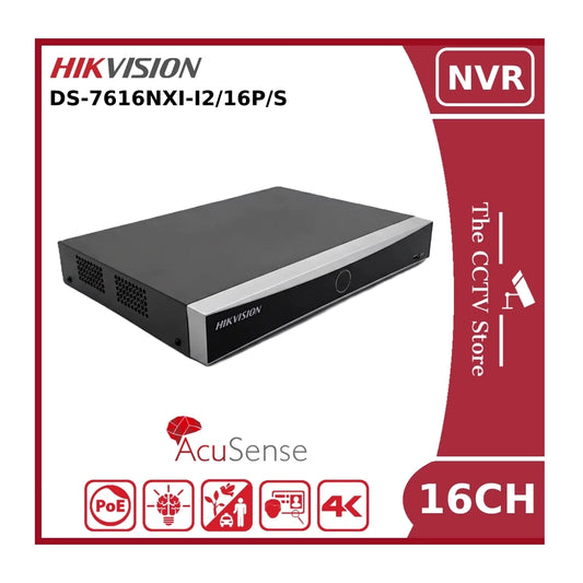 Hikvision DS-7616NXI-I2/16P/S 12MP AcuSense PoE 16 Channel NVR With 2HDD Bays