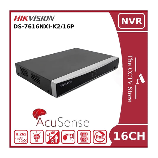 Hikvision DS-7616NXI-K2/16P 12MP PoE 16 Channel AcuSense NVR With 2HDD Bays