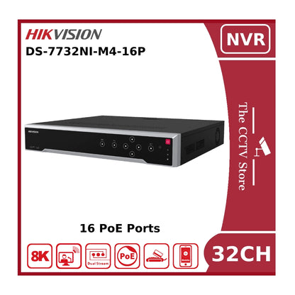 Hikvision DS-7732NI-M4/16P 32 Channel 8K 32MP NVR With 16 PoE Ports & 4 HDD Bays