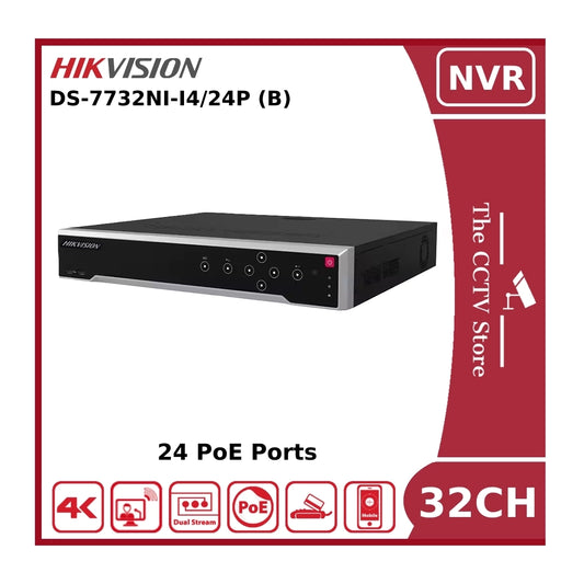 Hikvision DS-7732NI-I4/24P 32 Channel 12MP 4K NVR With 24 PoE Ports & 4 HDD Bays