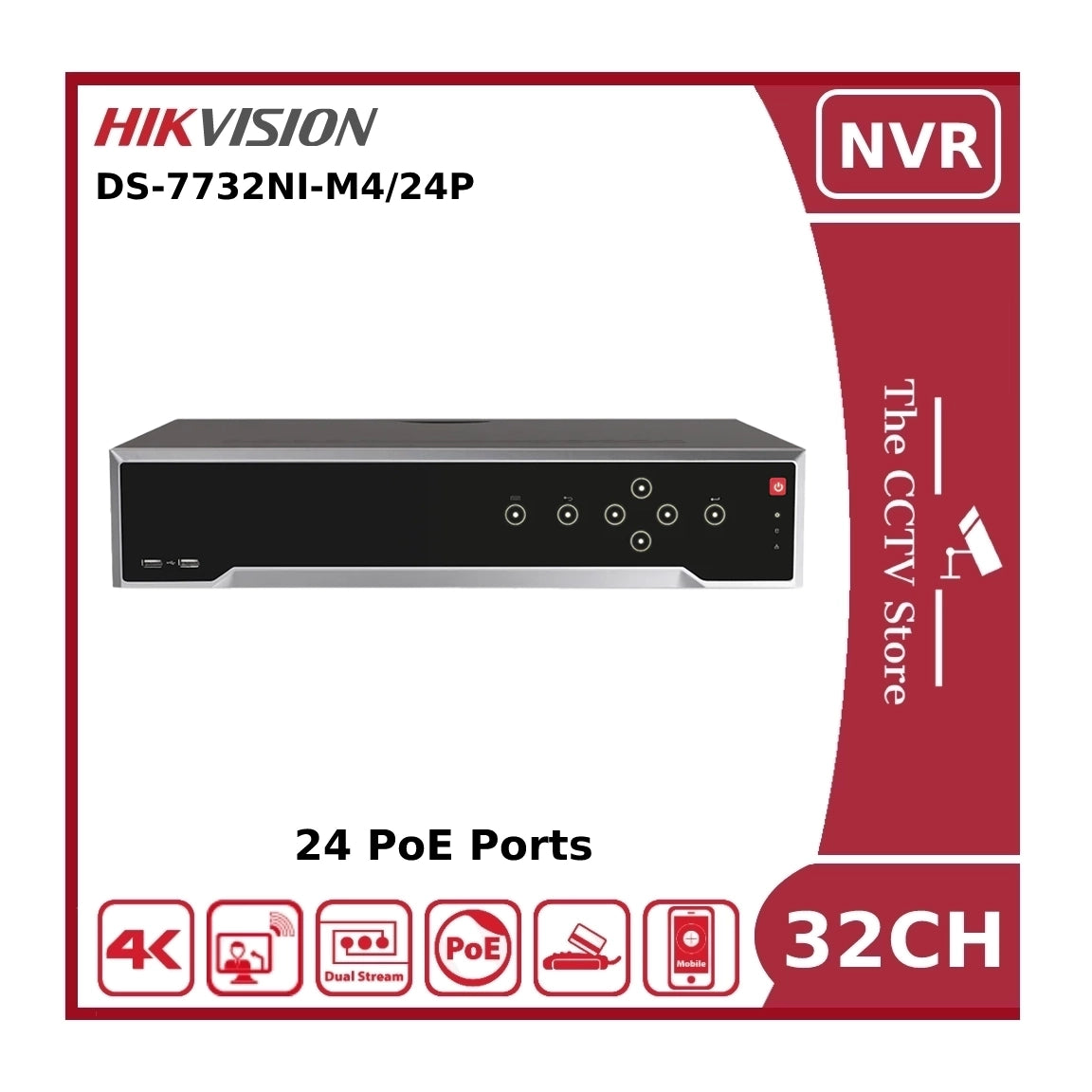 Hikvision DS-7732NI-M4/24P 32 Channel 8K PoE Network Video Recorder - NR