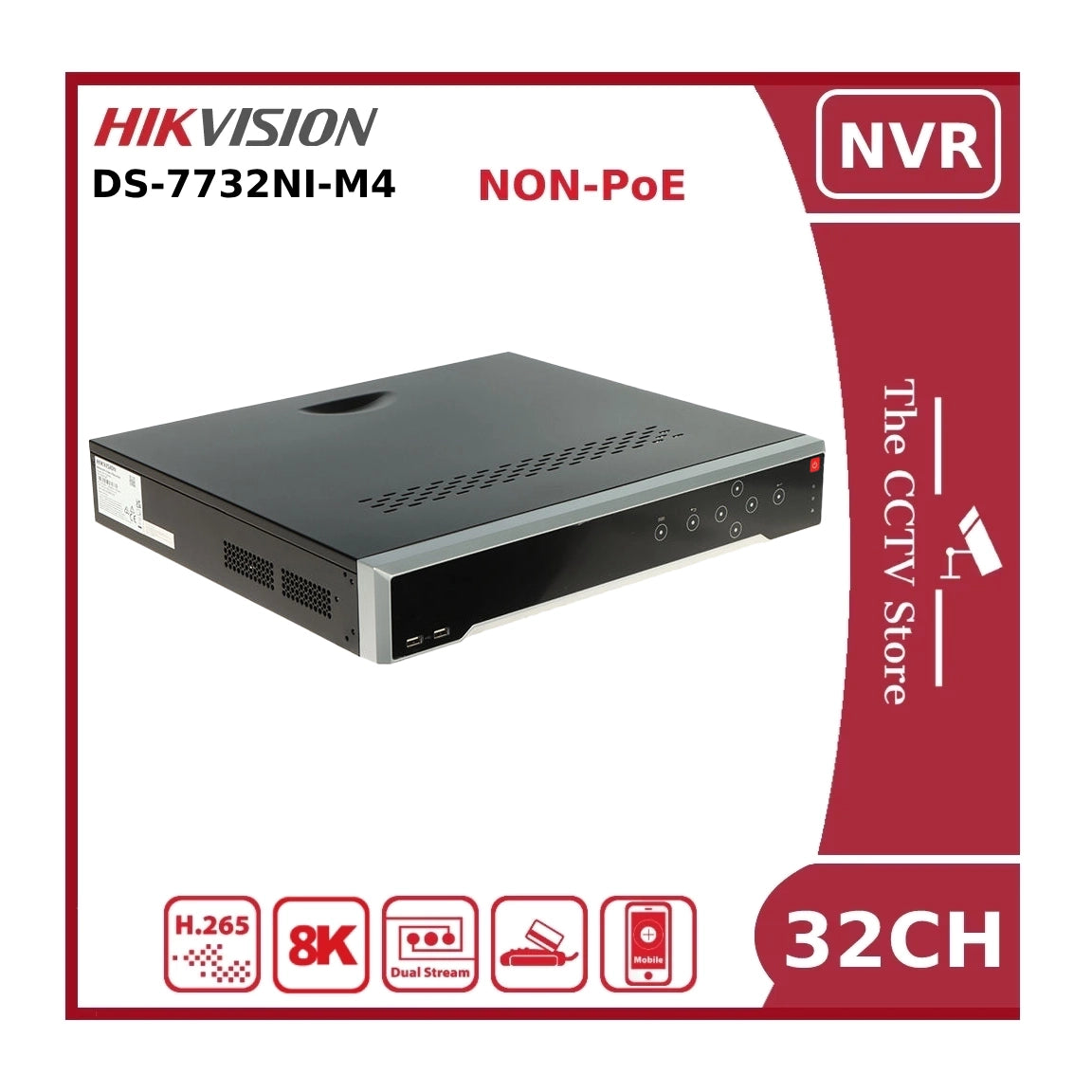 Hikvision DS-7732NI-M4 Non-PoE 32 Channel 12MP 8K NVR With 4 HDD Bays - NR