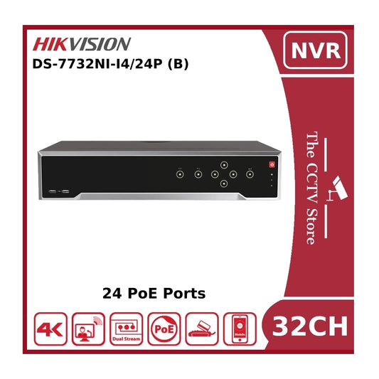 Hikvision DS-7732NI-I4/24P 32 Channel 12MP 4K NVR With 24 PoE Ports & 4 HDD Bays - NR