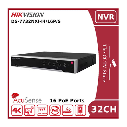 Hikvision DS-7732NXI-I4/16P/S 32 Channel AcuSense 4K NVR With 16 PoE Ports & 4 HDD Bays
