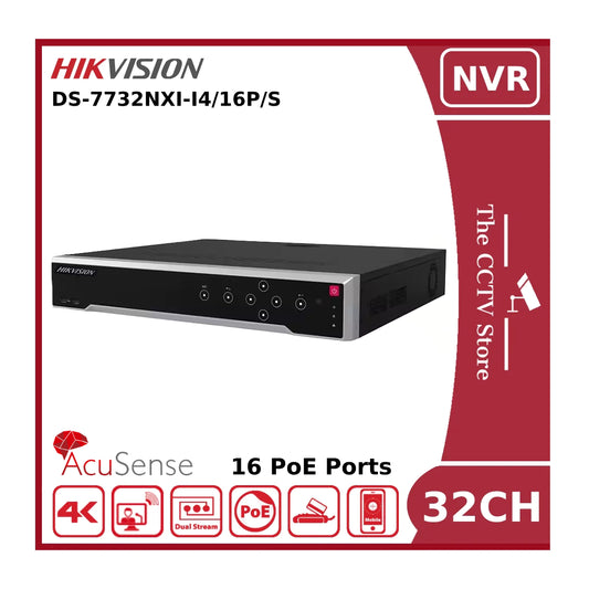 Hikvision DS-7732NXI-I4/16P/S 32 Channel AcuSense 4K NVR With 16 PoE Ports & 4 HDD Bays