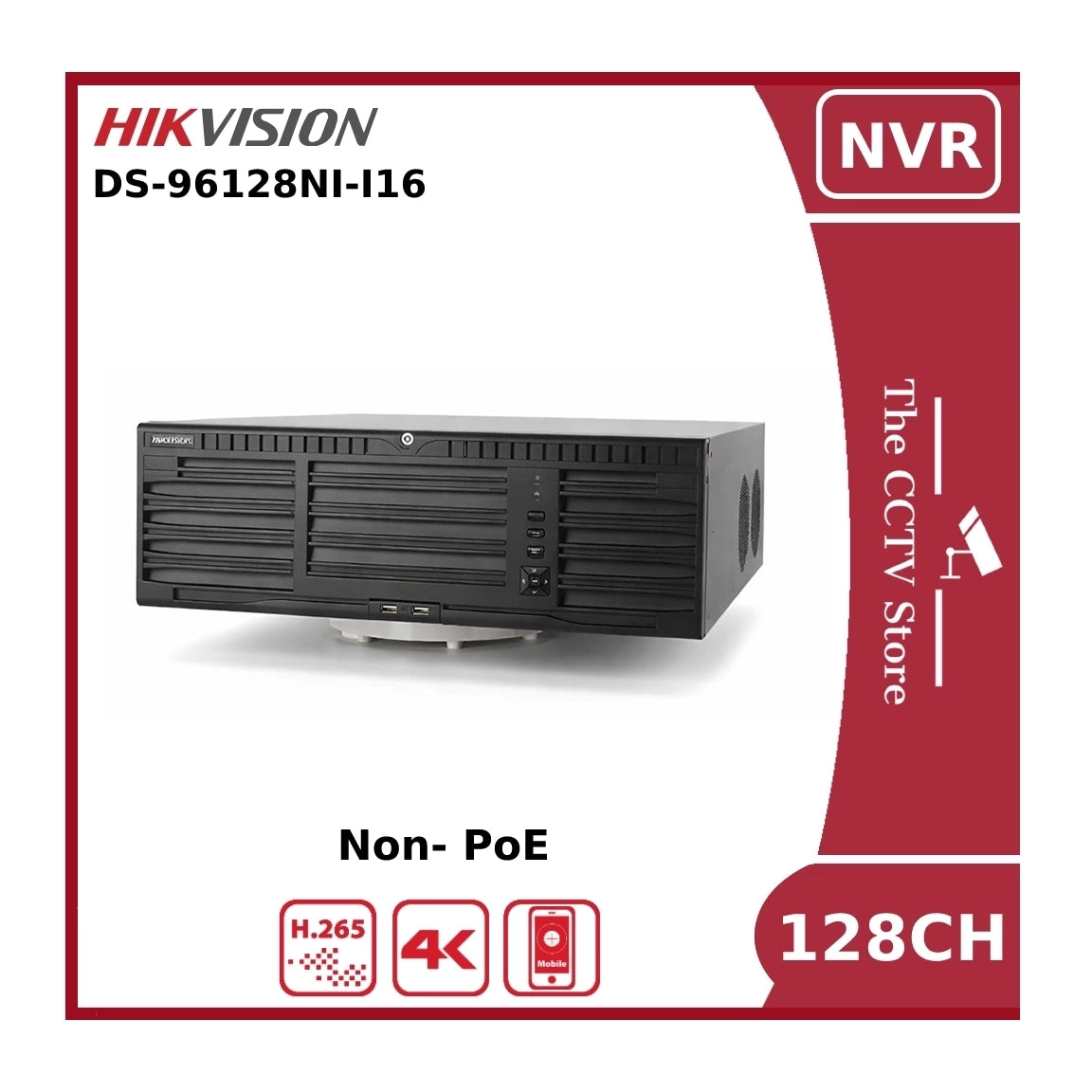 Hikvision DS-96128NI-I16 128 Channel Non-PoE 12MP 4K NVR With 16 HDD Bays