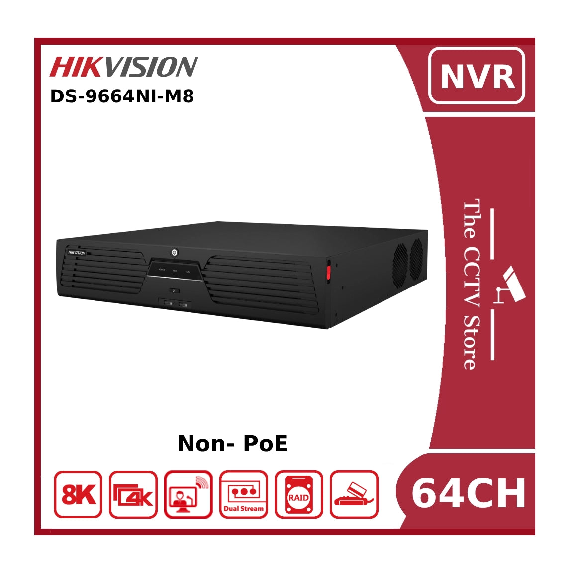 Hikvision DS-9664NI-M8 64 Channel Ultra Series Non-PoE NVR With 8 HDD Bays