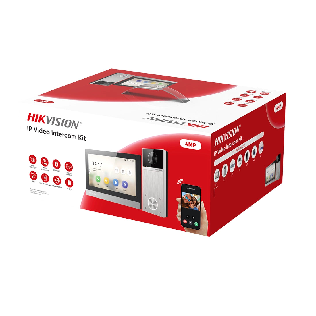 Hikvision DS-KIS613-S IP Video Intercom Kit with 4MP Door Station, Indoor Station, PoE Switch and 32GB TF Card "NR"