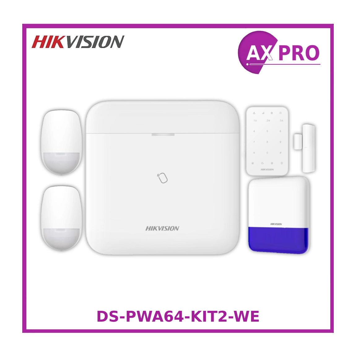 Hikvision AX PRO DS-PWA64-KIT2-WE Wireless Intruder Alarm Kit, up to 6 ...