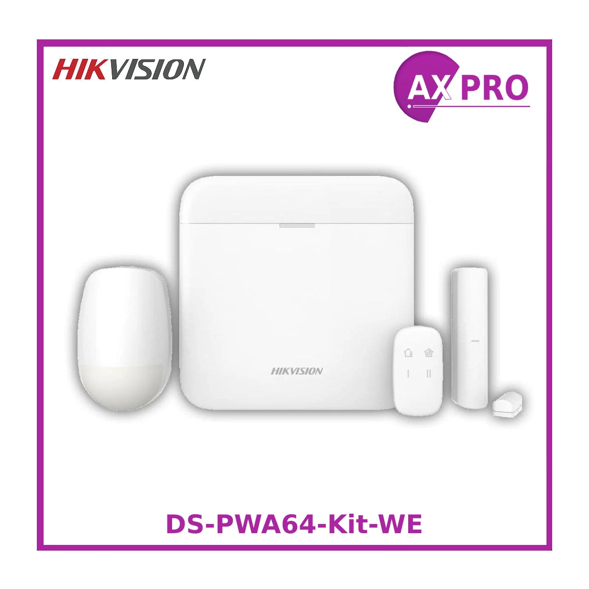 Hikvision AX PRO DS-PWA64-Kit-WE Basic Wireless Intruder Alarm Kit, up to 64 Wireless Zones/Outputs