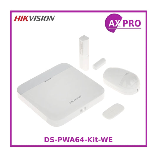 Hikvision AX PRO DS-PWA64-Kit-WE Basic Wireless Intruder Alarm Kit, up to 64 Wireless Zones/Outputs