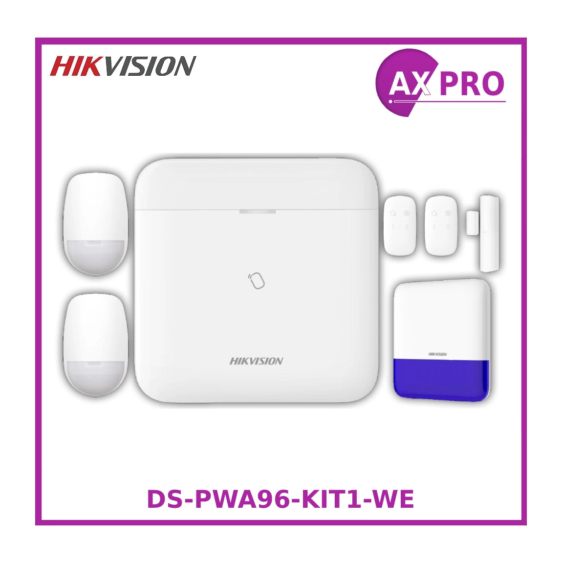 Hikvision AX PRO DS-PWA96-KIT1-WE Wireless Intruder Alarm Kit, up to 96 Wireless Zones/Outputs