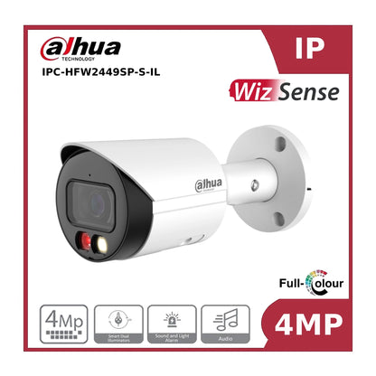 4MP Dahua IPC-HFW2449S-S-IL Smart Dual Light Fixed-focal Bullet WizSense IP Network Camera With Built In MIC