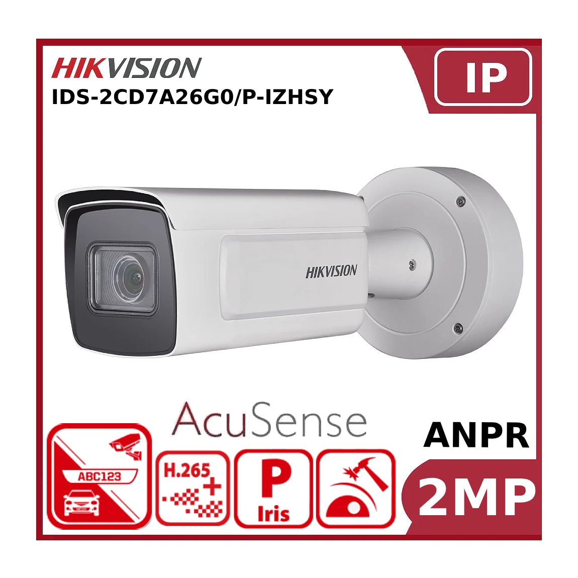 Hikvision 2MP IDS-2CD7A26G0/P-IZHSY ANPR DeepinView Bullet Camera With 50m IR Wiegand and 8-32mm Lens