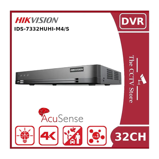 Hikvision iDS-7332HUHI-M4/S 32-Channel 8MP Turbo HD DVR – AcuSense, H.265 Pro+, Hybrid DVR