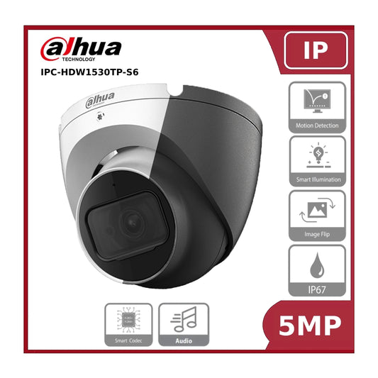 5MP Dahua IPC-HDW1530TP-S6 Entry Series Lite IR Fixed-focal Turret Network Camera - 2.8MM - White