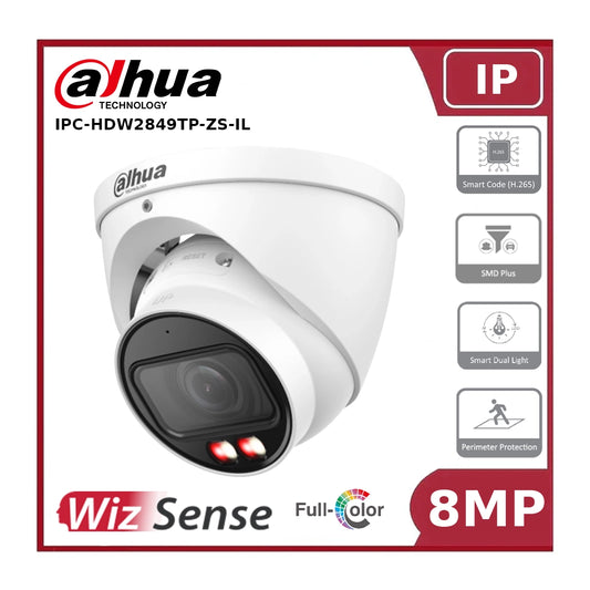 Dahua IPC-HDW2849TP-ZS-IL - 8MP Smart Dual Light Vari-Focal Eyeball WizSense Network Camera