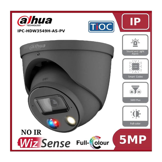 Dahua IPC-HDW3549H-AS-PV 5MP WizSense, TiOC IP67 Fixed Lens, 30M Active Deterrence IP Turret Camera