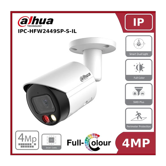 Dahua 4MP DH-IPC-HFW2449SP-S-IL Smart Dual Illumination Fixed-focal WizSense Network Bullet Camera