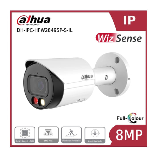Dahua IPC-HFW2849SP-S-IL - 8MP Smart Dual Light Fixed-Focal Bullet WizSense Network Camera