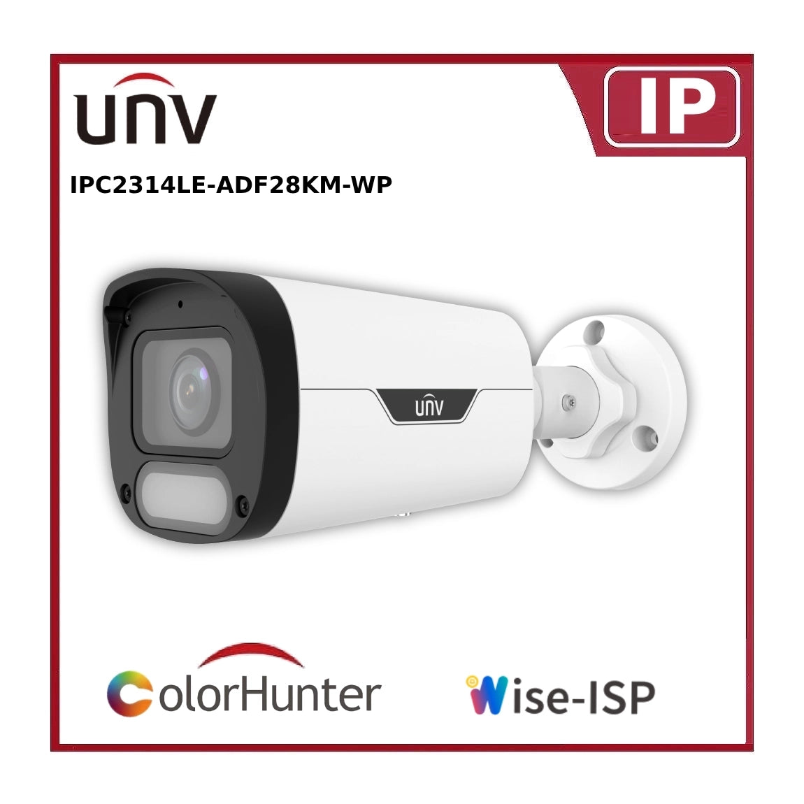 Uniview 4MP IPC2314LE-ADF28KM-WP ColorHunter + Wise-ISP Bullet IP Network Camera With Built In Mic