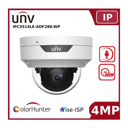 Uniview 4MP IPC3514LE-ADF28K-WP ColorHunter With WISE-ISP Network Fixed Dome IP Camera With Built In MIC