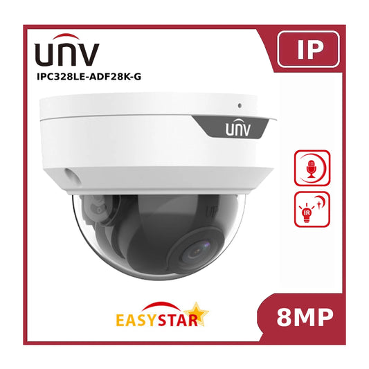 Uniview 8MP IPC328LE-ADF28K-G EasyStar IR Network Fixed Dome 4K IP Camera with Built in Mic