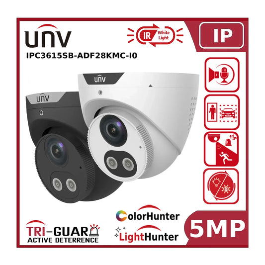 Uniview 5MP UIPC3615SB-ADF28KMC-I0 Tri-Guard Light and Audible Warning PoE AI Fixed Eyeball IP Camera