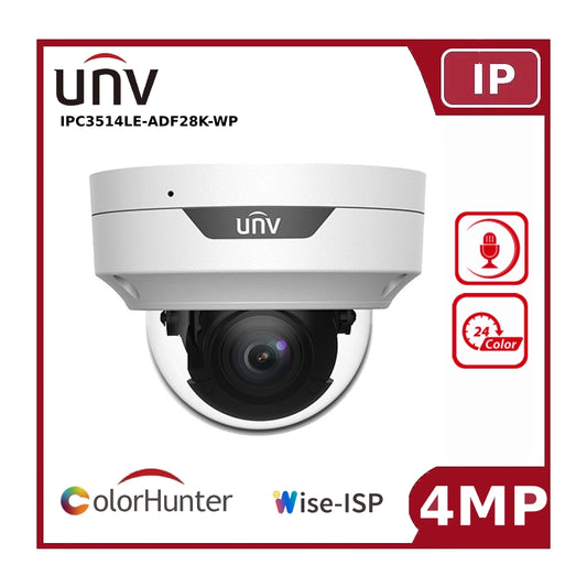 Uniview 4MP IPC3514LE-ADF28K-WP ColorHunter With WISE-ISP Network Fixed Dome IP Camera With Built In MIC