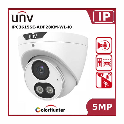 Uniview ColorHunter 5MP IPC3615SE-ADF28KM-WL-I0 Light and Audible Warning PoE AI Fixed Eyeball IP Camera