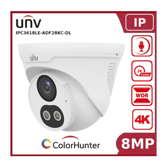 Uniview IPC3618LE-ADF28KC-DL 8 MP ColorHunter Dual-Light Turret IP Camera