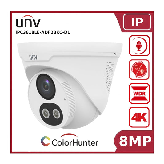 Uniview IPC3618LE-ADF28KC-DL 8 MP ColorHunter Dual-Light Turret IP Camera