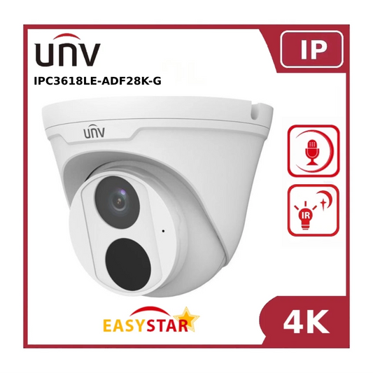 UNV IPC3618LE-ADF28K-G 8MP StarLight IR Fixed Lens IP Turret CCTV Camera With Built In Mic