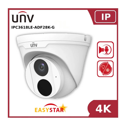 UNV IPC3618LE-ADF28K-G 8MP StarLight IR Fixed Lens IP Turret CCTV Camera With Built In Mic