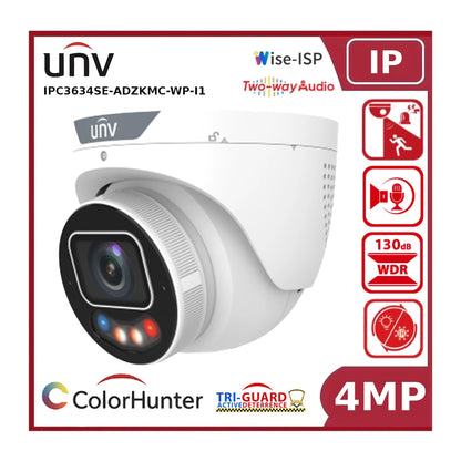 Uniview IPC3634SE-ADZKMC-WP-I1 4MP Varifocal IP Camera, OwlView Plus, Tri-Guard 3.0, AI, Two-Way Talk "NR"