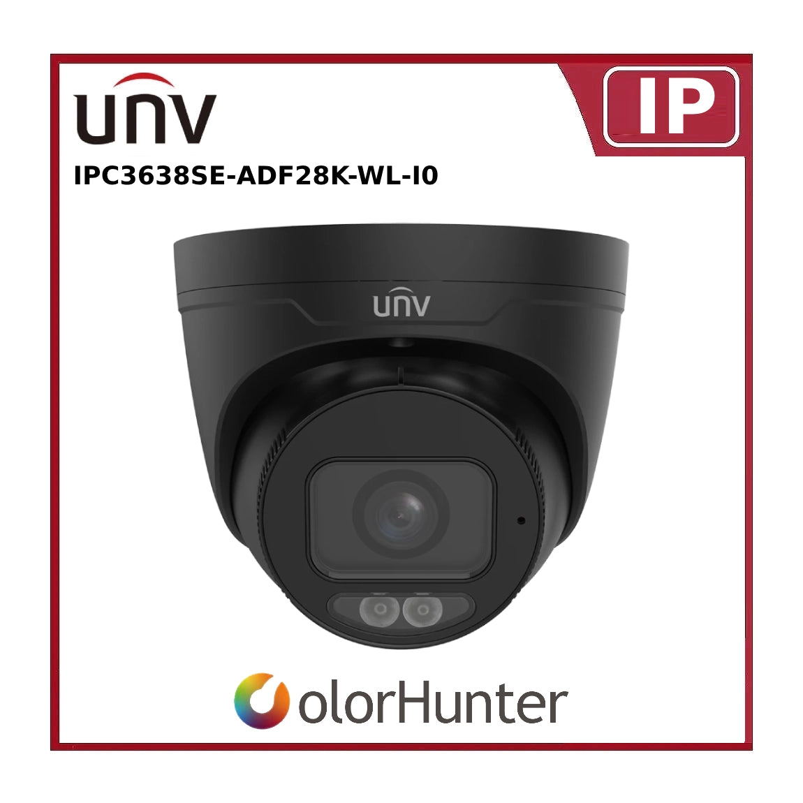 Uniview 8MP Prime 3 Turret White/Black IPC3638SE-ADF28K-WL-I0 4K HD Intelligent ColorHunter Fixed Eyeball Network Camera