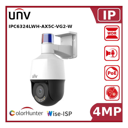 Uniview IPC6324LWH-AX5C-VG2-W 4MP 5× Wise-ISP Tri-Guard Warm Light PTZ Network Camera "NR"