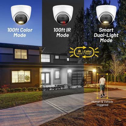 Nexvision Ultra 12MP IPC-T2129HA-LIUF/SL Ultra High Definition Hybrid Light ColorVu + IR Turret IP PoE Camera with Two-Way Audio Human Vehicle Detection IP67