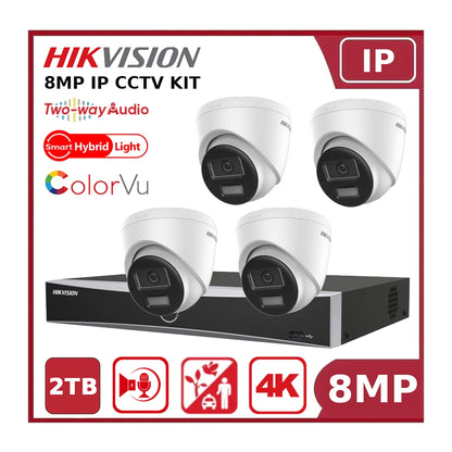 Hikvision 8MP 4CH IP NVR Kit – DS-2CD1383G2-LIUF/SL Cameras + DS-7604NXI-K1/4P(D) + 2TB HDD