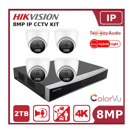 Hikvision 8MP 4CH IP NVR Kit – DS-2CD1383G2-LIUF/SL Cameras + DS-7604NXI-K1/4P(D) + 2TB HDD