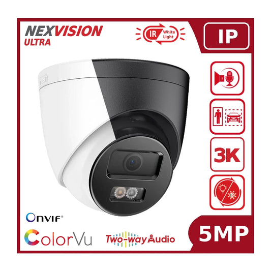 Nexvision Pro 5MP IPC-T259HA-LIUF/SL 3K ColorVu Hybrid Light IP Turret Camera with Two-Way Audio Human Vehicle Detection IP67