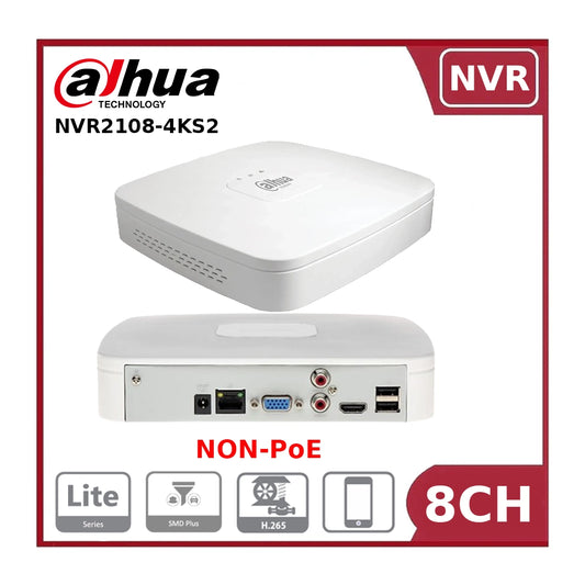 Dahua DHI-NVR2108-4KS2 8-Channel 4K Network Video Recorder, NON-PoE
