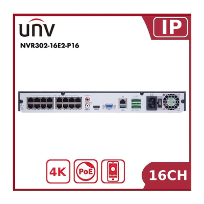 Uniview 16 Channel Network Video Recorder UV-NVR302-16E2-P16